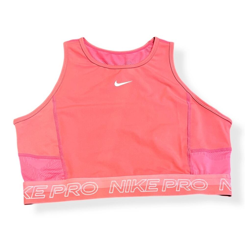 NIKE Pro Dri-FIT Women's Cropped Training Tank Size SMALL Coral Pink Sport